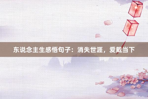 东说念主生感悟句子：消失世涯，爱戴当下