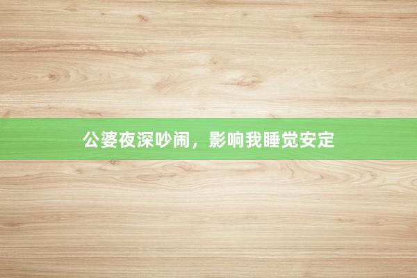 公婆夜深吵闹，影响我睡觉安定